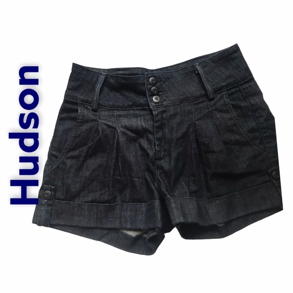 Hudson Jeans Pants - Hudson Size 28 Blue High Rise Pleated Cuffed Denim Shorts